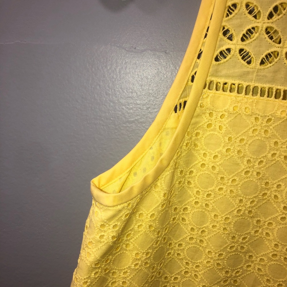 Ann Taylor Embroidered Sleeveless Yellow Dress - Picture 7 of 8